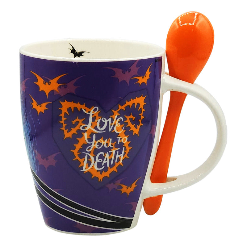 Taza De Porcelana 2pz Con Cuchara Diseño Animado 310ml