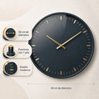 Reloj De Pared Para Interiores Moderno Decorativo 50cm Azul Oscuro