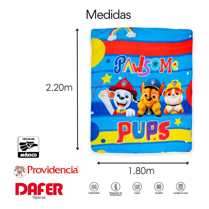 Cobertor Ligero Super Suave Matrimonial Diseños Providencia® Paw Patrol Pawsome  850 G Multicolor