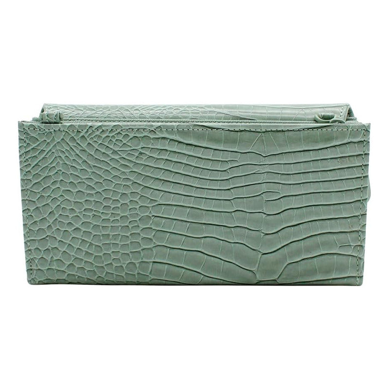 Cartera Mediana Crossbody Para Dama Mod. Ji 532 Jaime Ibiza® Aqua Croco Croco