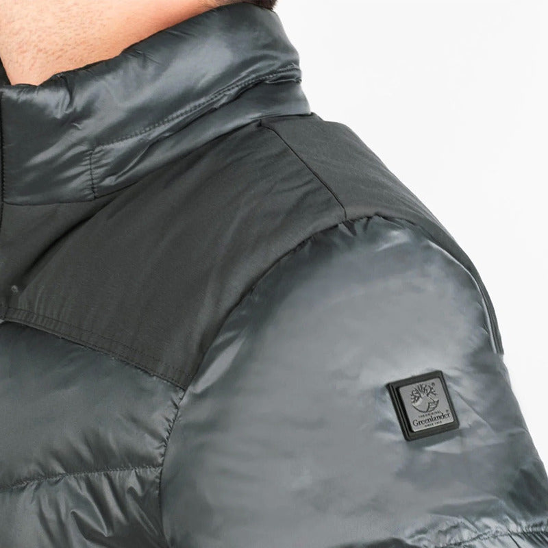 Chamarra Acolchada De Pluma Mod. Cw83-pol8757 Greenlander® Gris G Geométrico