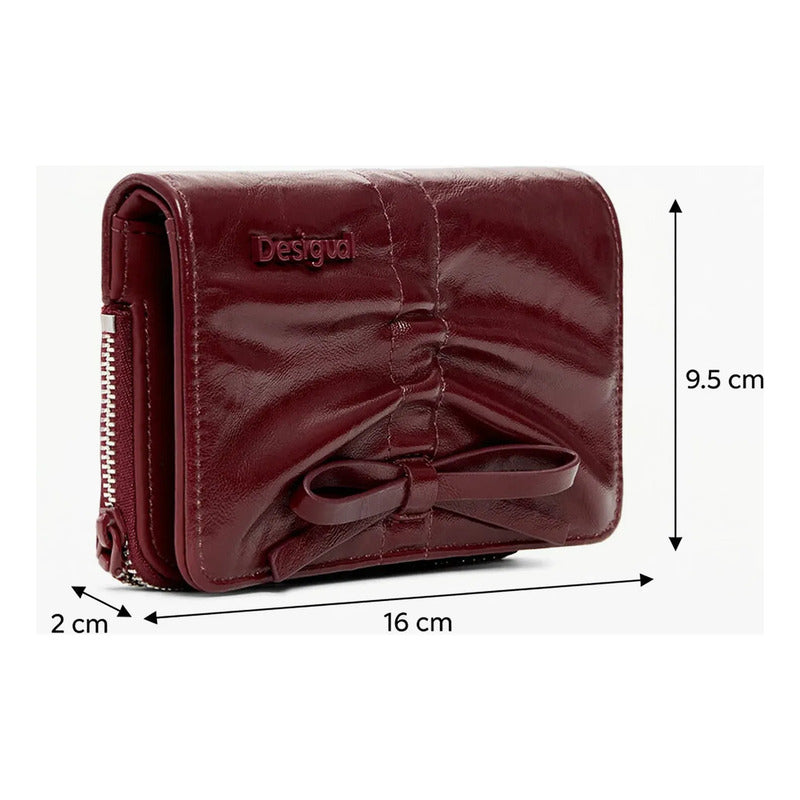 Cartera Con Fruncido Para Mujer Mod.26sayp Desigual® Vino Liso