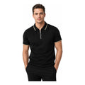 Playera Polo Casual Con Cierre Para Hombre A61415 Bobois® Negro Liso Ch Lisa