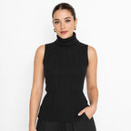 Blusa Semi Formal De Cuello Alto Para Mujer Marca Exotica® Negro Cenizo Geométrico G
