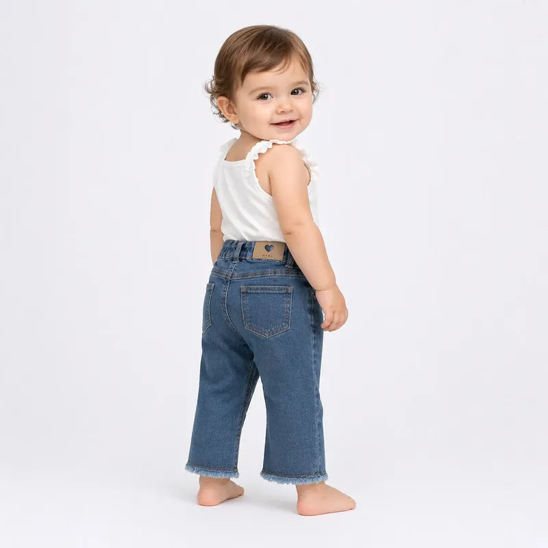 Pantalón De Mezclilla Acampanado Para Bebé 1572 Mayoral® Medio Lisa 9 Meses