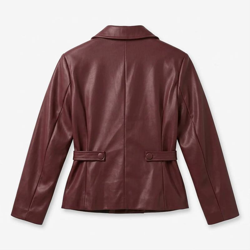 Chamarra Vinipiel Para Mujer Mod. Dscm0001 Marca Lob® Tinto G Vinipiel