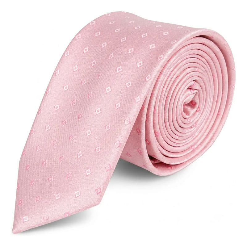 Corbata Elegante Para Hombre Eventos Y Negocios Marca Cotu® Rosa Rombos 160 Cm