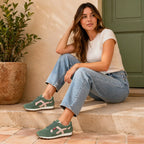 Tenis Casual De Gamuza Para Dama Mod.l1126213 Marca Levís® Verde Gamuza 25.5 Mx