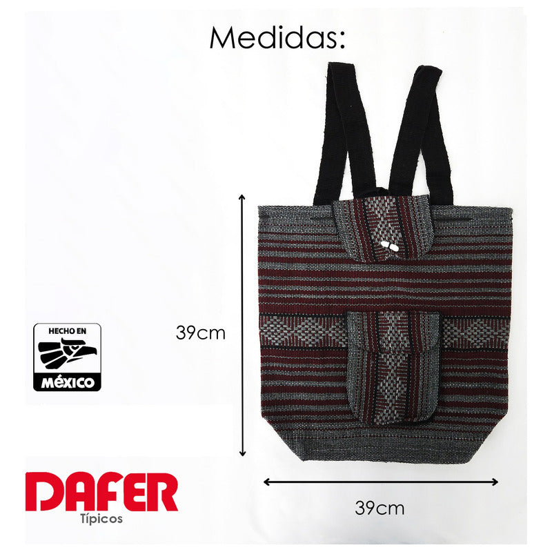 Mochila Artesanal Tejida Tipo Morral Con Bolsillo Frontal 10kg
