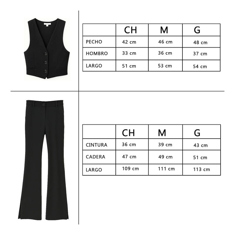 Conjunto Casual Chaleco + Pantalón Mod. Ip9098 Marca Iris® Gris Oscuro Lisa Ch