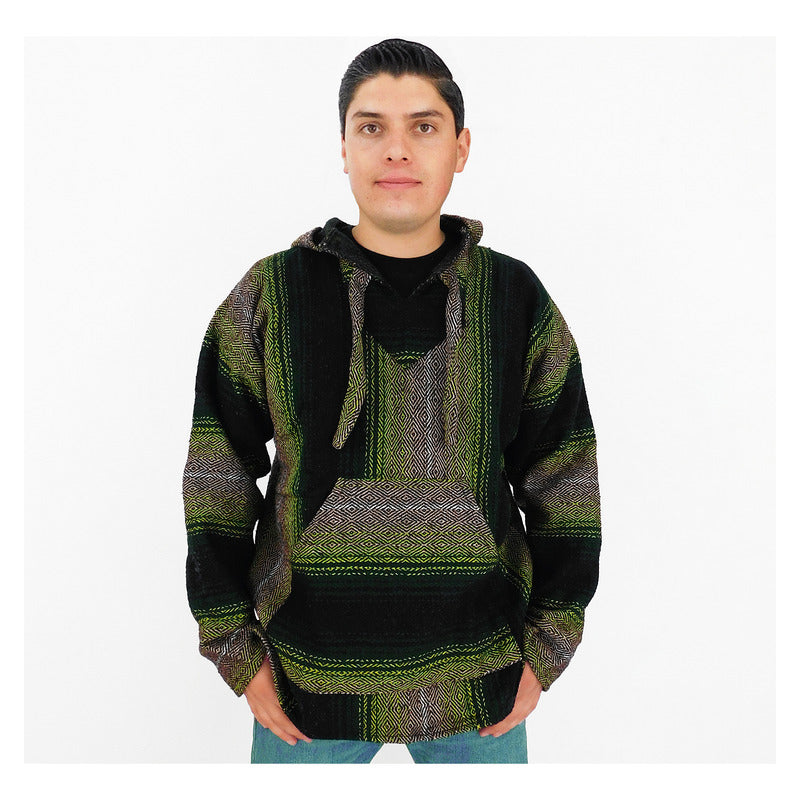 Suéter Poncho Canguro Artesanal Hoodie Acrilico Colores