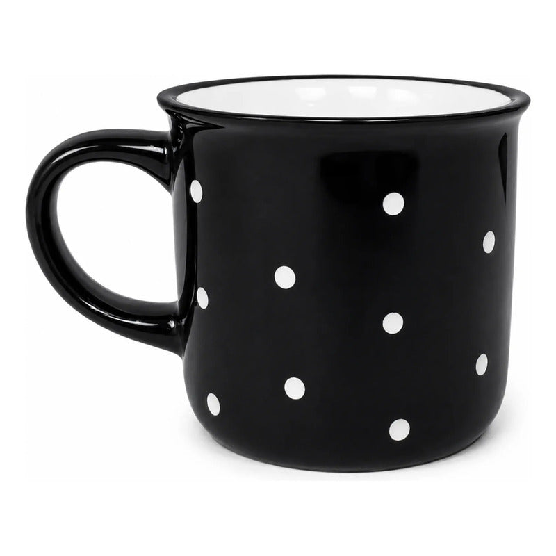 Taza De Ceramica Con Puntos 340ml Mod. 1744-60 Negro Puntos