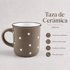Taza De Ceramica Con Puntos 340ml Mod. 1744-60 Café Grisáceo Puntos
