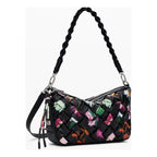 Bolso Trenzado Para Mujer 25saxpbq/2000 Marca Desigual® Negro Floreado Níquel