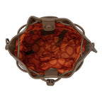Bolso Bucket Para Mujer Mod. Ji 2816 Marca Jaime Ibiza® Marrón Oscuro Lisa Níquel