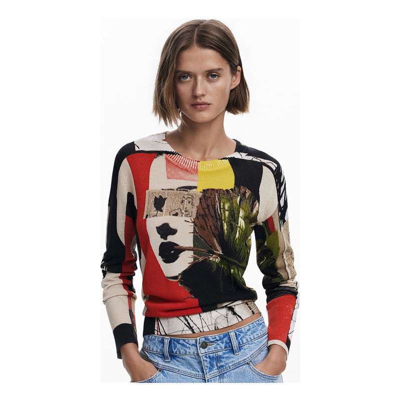 Suéter Diseño Christian Lacroix 25swjf27/9019 Desigual® Multicolor Collage Xs