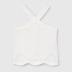 Blusa Corta Cuello Halter Para Niña Mod.6024 Marca Mayoral® Hueso Lisa 18 Años