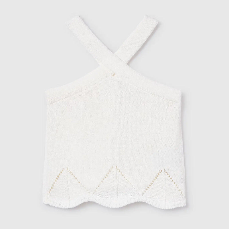 Blusa Corta Cuello Halter Para Niña Mod.6024 Marca Mayoral® Hueso Lisa 8 Años