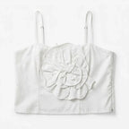 Blusa Top De Tirantes Con Flor Desmontable Al2107 Julys® Blanco Lisa Ch