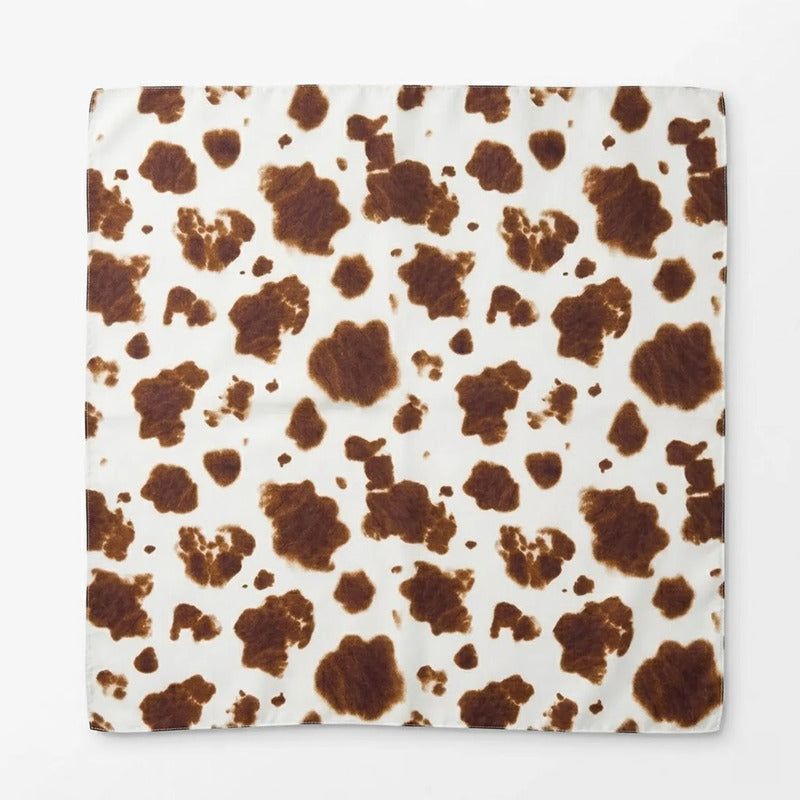 Mascada Ejecutiva De Satín Cuadrada Fina Para Mujer Multicolor Cow Print Unitalla