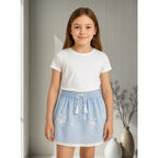 Falda Con Flores Bordadas Mod.016-7060al Marca Losan®