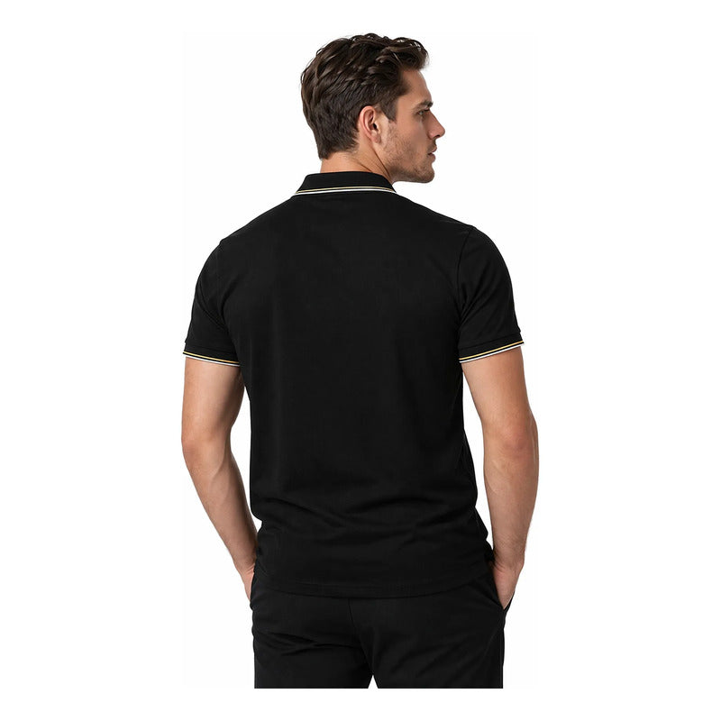 Playera Polo Casual Con Cierre Para Hombre A61415 Bobois® Negro Liso M Lisa