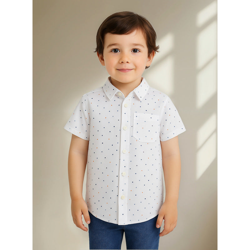 Camisa Para Niño Mod.3163 Marca Mayoral® Blanco Puntos 5