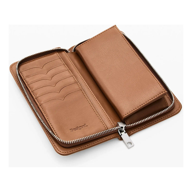 Cartera Mediana Con Bordado 26sayp2 Marca Desigual® Marrón Floreado