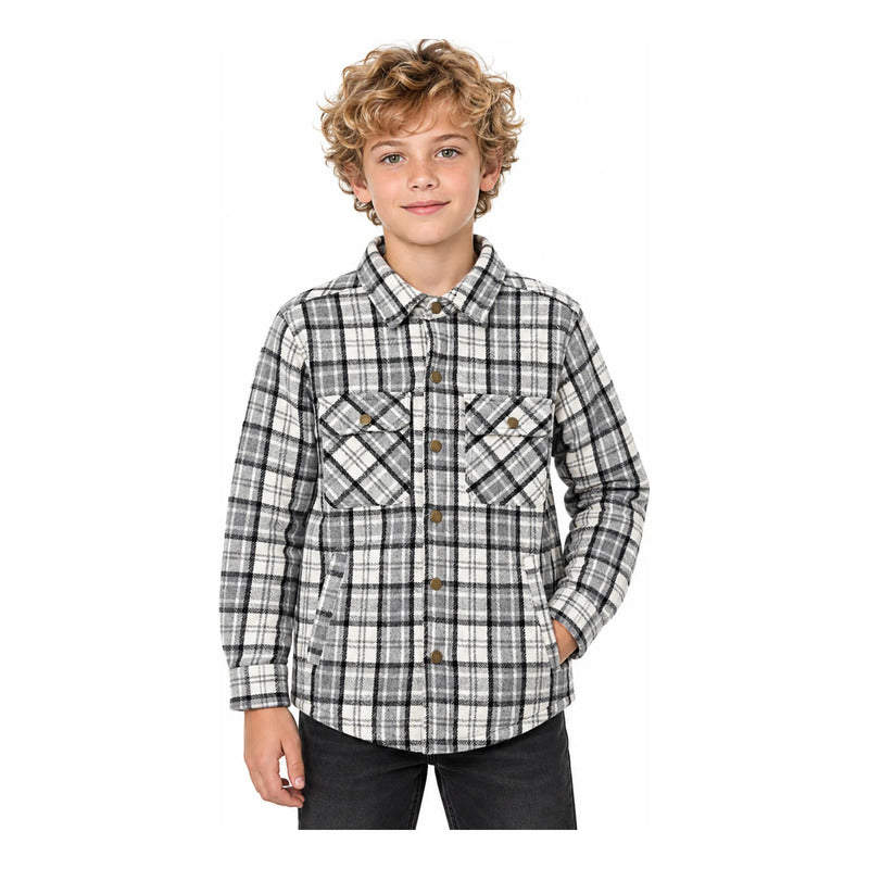 Camisa Tipo Franela Gruesa Infantl Le2501 Marca Roosevelt® Multicolor Geométrico 6
