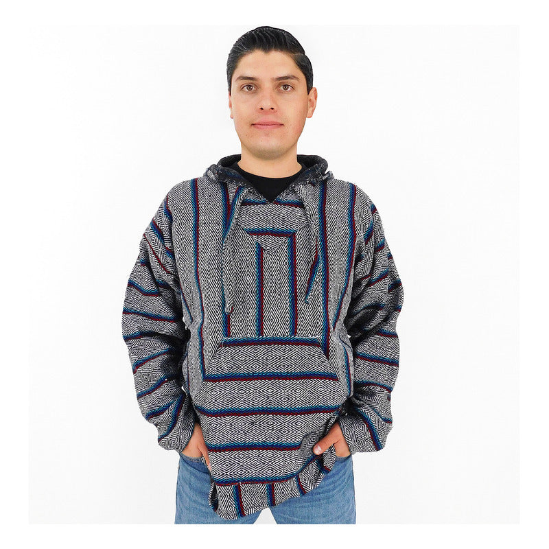 Suéter Poncho Canguro Artesanal Hoodie Acrilico Colores