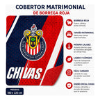 Cobertor Edredón De Borrega Matrimonial Providencia® Futbol Guadalajara  1 Kg Multicolor