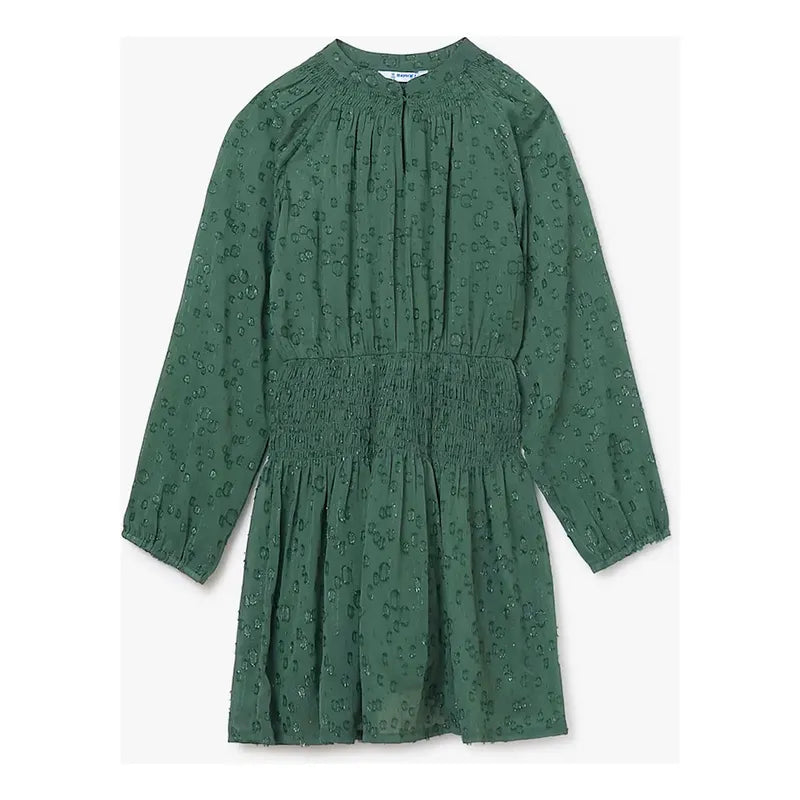 Vestido Juvenil Tipo Gasa Mod.7909 Marca Mayoral® Verde Eucalipto Gotas De Lluvia 16 Años