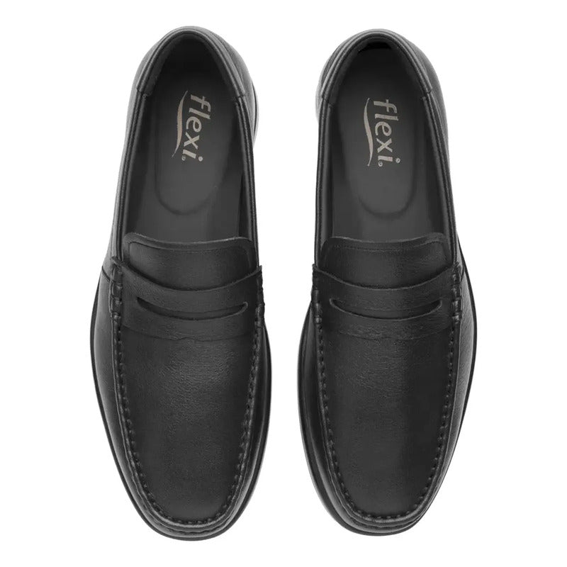 Zapato Mocasín Para Hombre Plantilla Anatómica 423003 Flexi® Negro Lisa 26,5 Mx