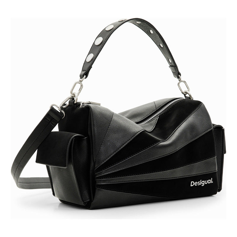 Bolso Patch Texturas Para Mujer Mod.24saxp75/2000 Desigual® Negro Lisa Níquel