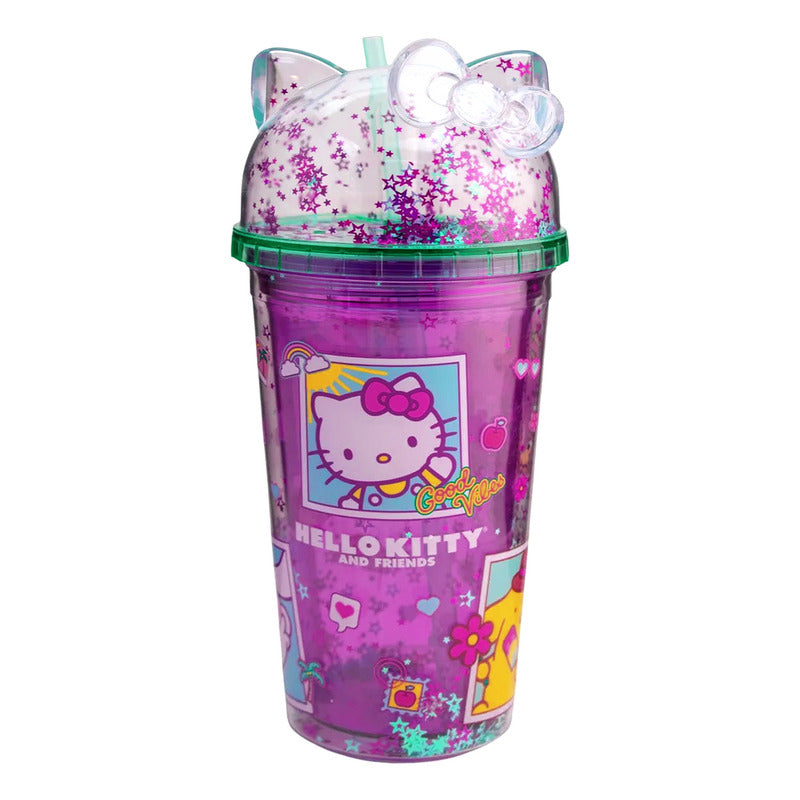 Vaso Con Popote Doble Pared Con Domo 500ml Diseños Animados