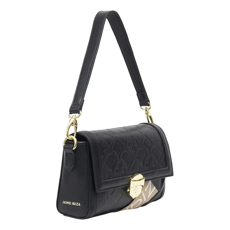 Bolso De Mano Para Mujer Mod. Ji2133 Marca Jaime Ibiza® Negro Geométrico Níquel Nude/negro