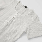 Blusa Casual Semi Calada Para Mujer Mod. K799 Marca Julys® Ivory Calado G
