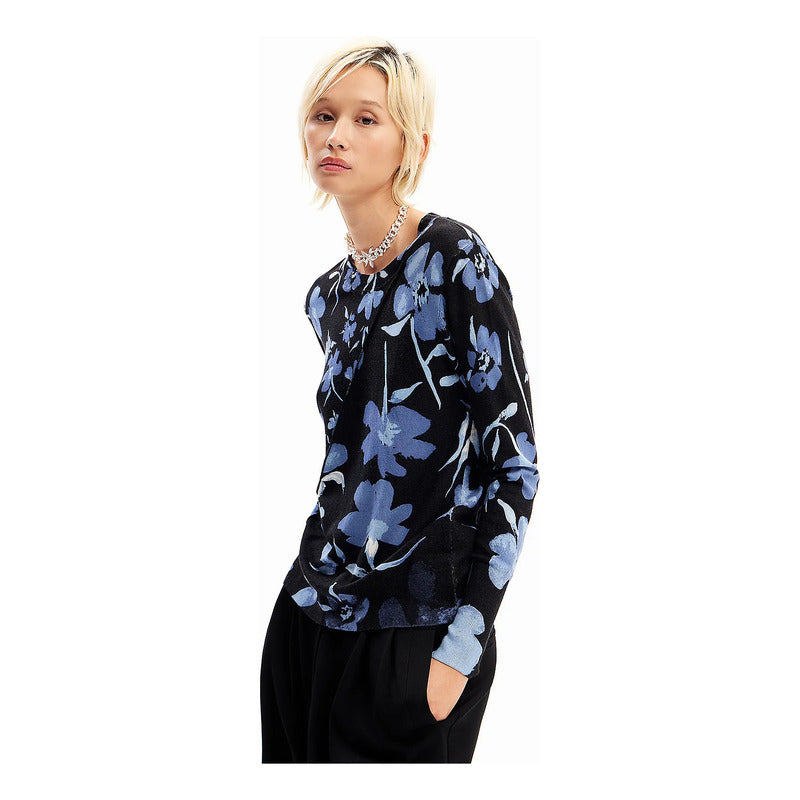 Suéter Ligero Para Mujer Mod. 24swjf16/2000 Desigual® Multicolor Floreado Xxl