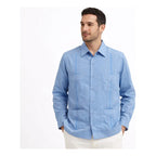 Guayabera Para Caballero Mod.mo012152 Marca Monsieur® Azul Cielo Xg