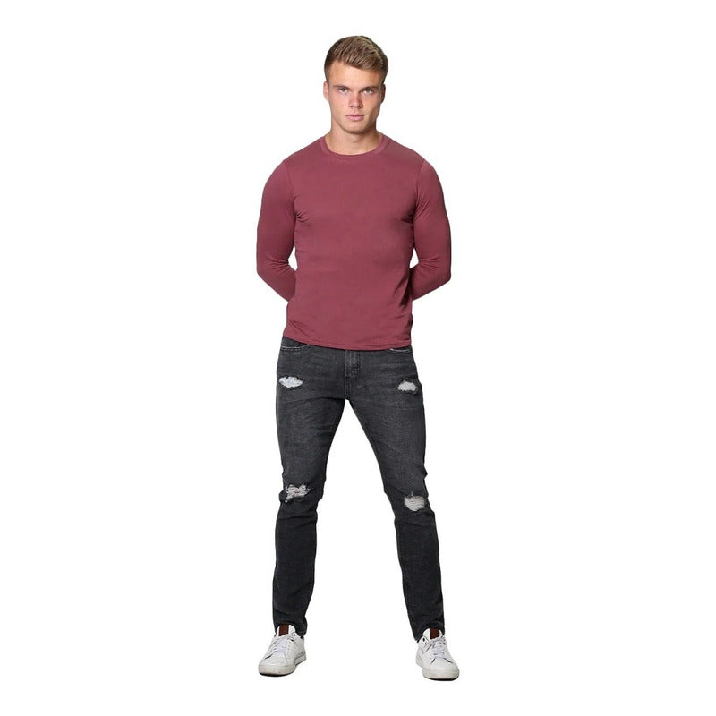 Playera Manga Larga Para Hombre Mod. A25303 Marca Bobois®