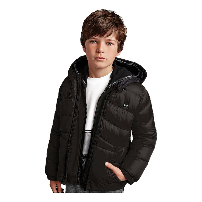Chamarra Acolchada Para Niño Mod.7462 Marca Mayoral® Marrón Oscuro 10 Lisa