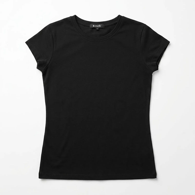 Blusa Básica Suave Casual Para Mujer Apx-0213 Marca Aspik® Negro Liso Eg