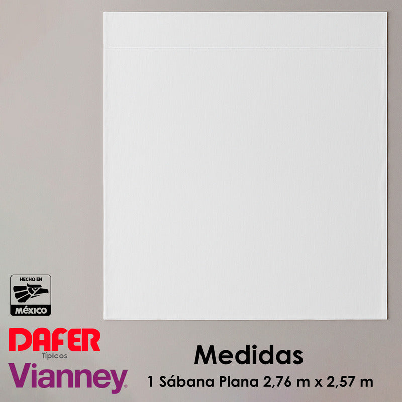 Juego De Sábanas King Size Mod. Cabos 100% Algodon Vianney® Blanco Liso