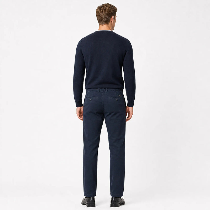 Pantalon Para Hombre Spandex Mod. Gwoven Marca Bobois® Azul Oscuro Lisa 30