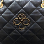 Bolso Satchel Para Dama Mod.2809 Marca Jaime Ibiza® Negro Rombos Oro Dorado