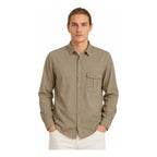 Camisa Lino Regular Fit Para Hombre Mod. Le2604 Roosevelt® Terracota Lisa M