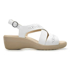 Sandalia Casual Cuña Baja Para Dama Mod.116024 Marca Flexi® Blanco Perforado 25.5 Mx