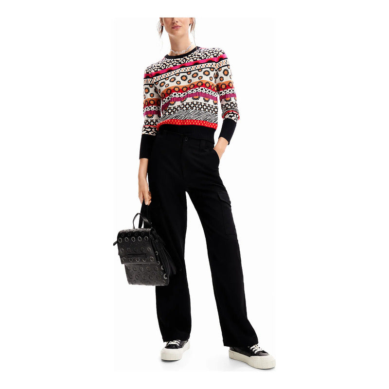 Suéter Casual Para Mujer Estampado Original Marca Desigual® Multicolor 23wwjf49