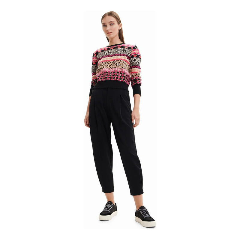 Suéter Casual Para Mujer Estampado Original Marca Desigual® Multicolor 22wwjf72