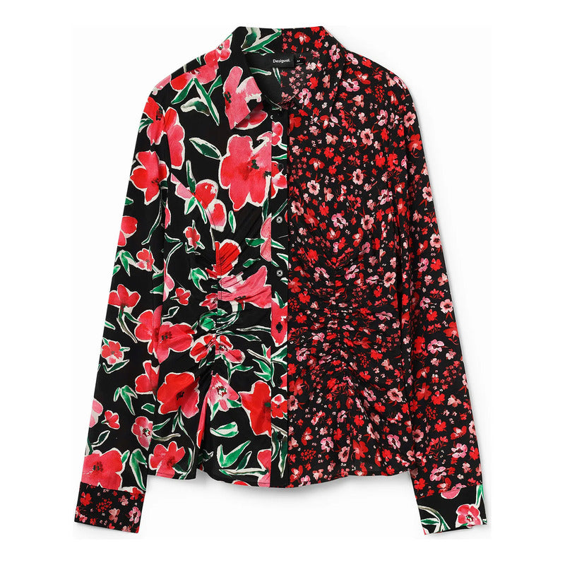 Camisa Fruncido Delantero Para Mujer 24swcw15/3000 Desigual® Multicolor Floreado Xs